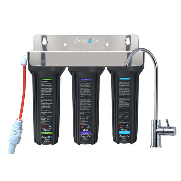 AquaCo-Triple-Undersink-Sediment-Flouride-Carbon front view