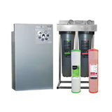 AquaCo premium 2 stage water filter system with cartridges and stainless cover