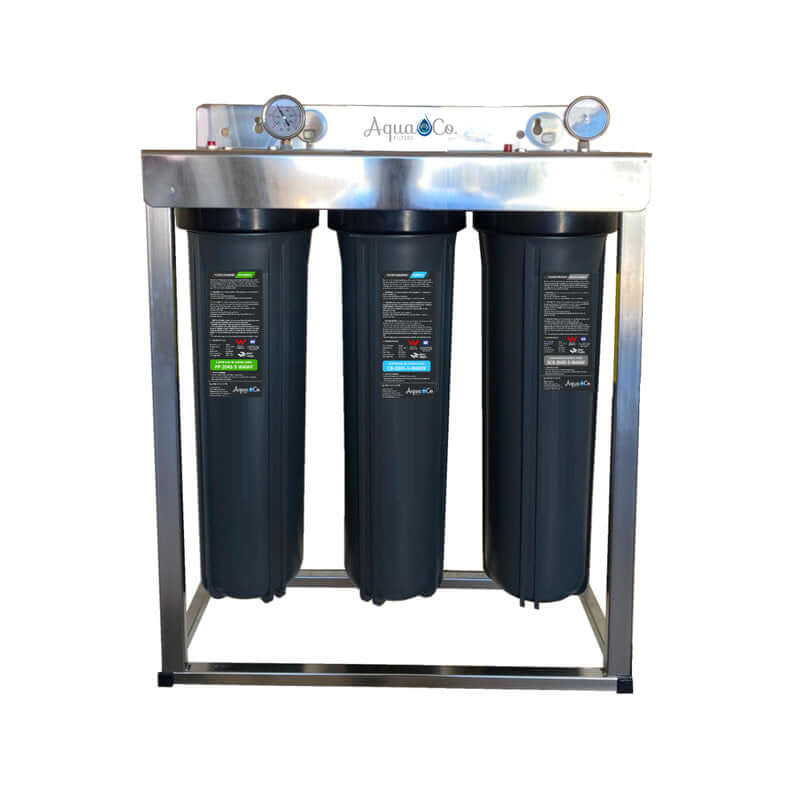 AquaCo 3 stage water filter system classic inside view