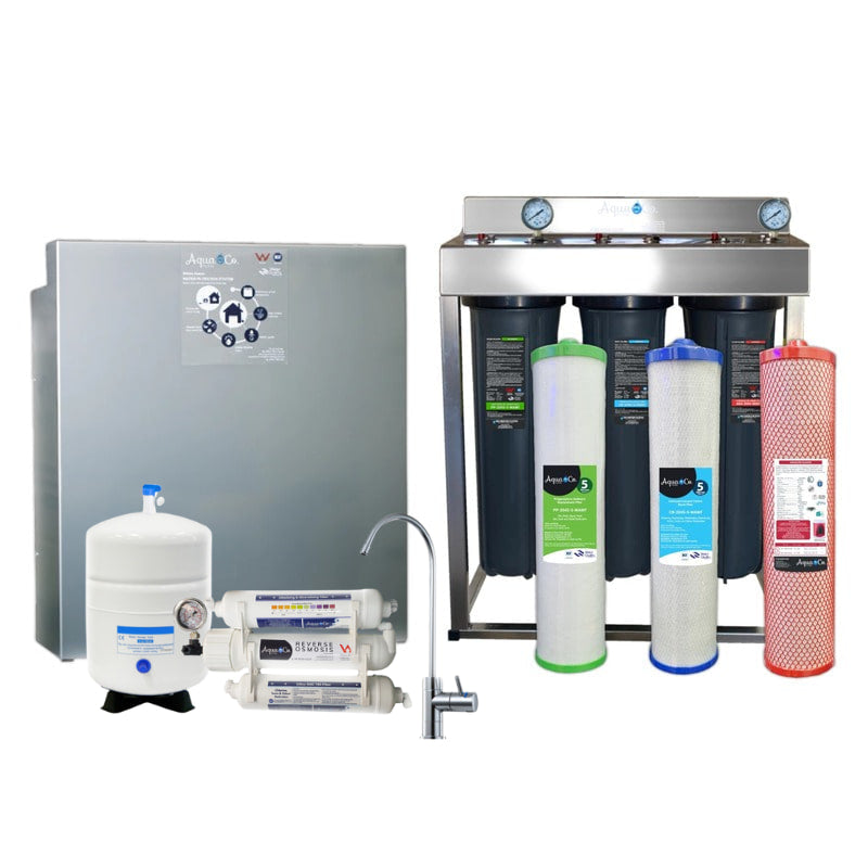 AquaCo premium 3 stage system with undersink reverse osmosis system