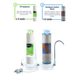 Aquaco two stage benchtop water filter Sediment and Carbon filtration stages
